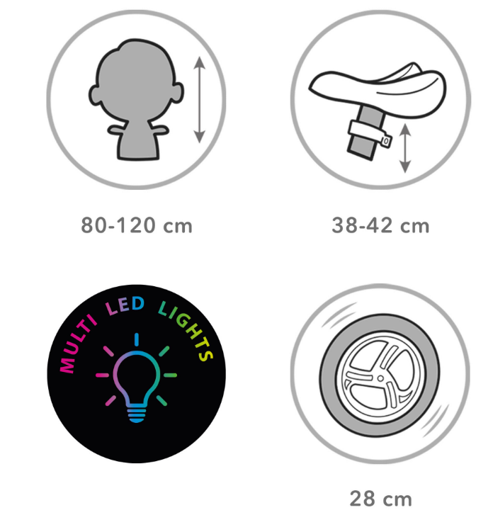 Balansa velosipēds ar LED apgaismojumu